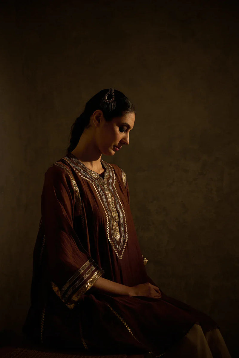 Gota Set 2 chanderi by AAVIDI in brown color for women in Singapore