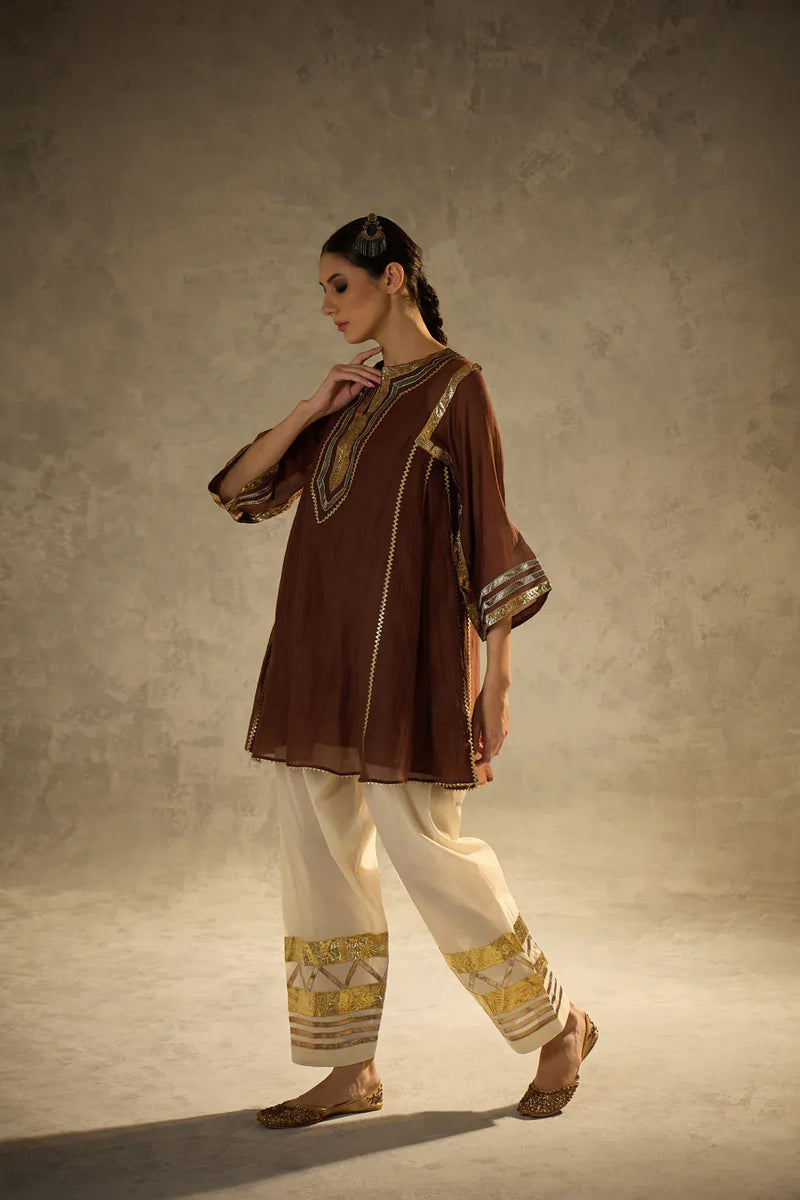 Gota Set 2 chanderi by AAVIDI in brown color for women in Singapore
