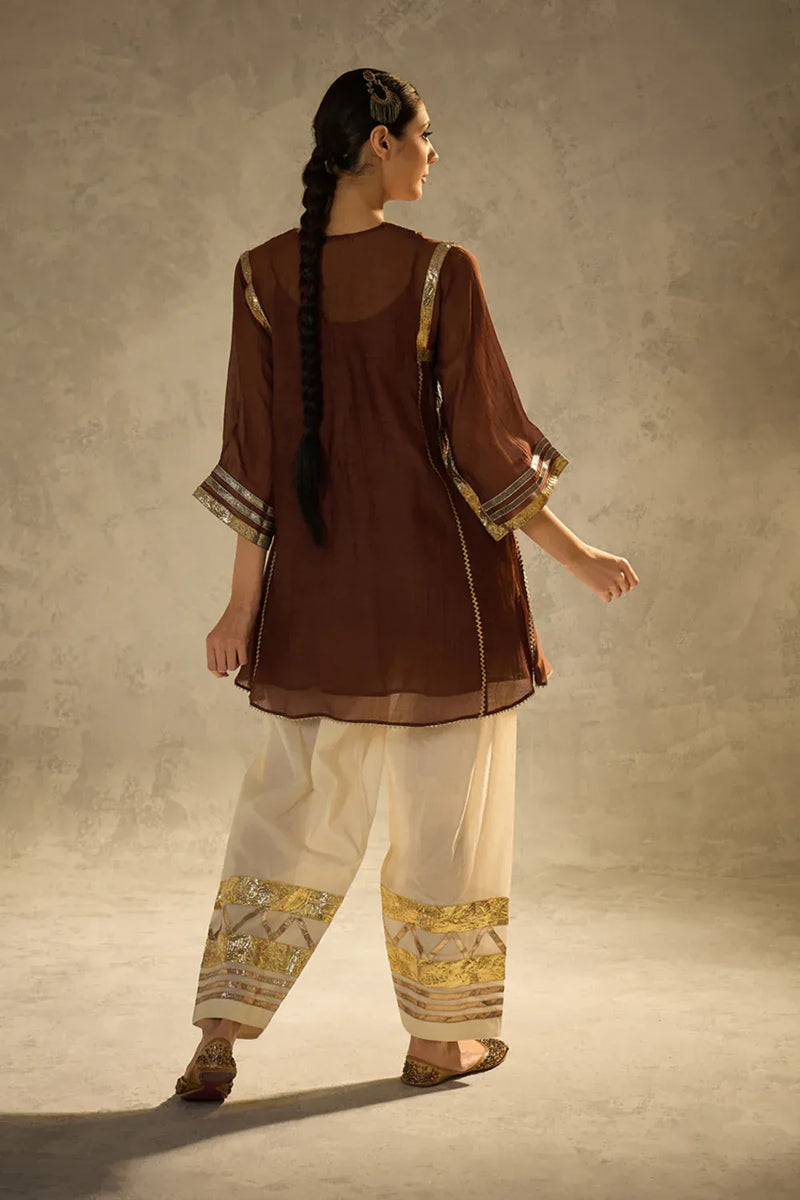 Gota Set 2 chanderi by AAVIDI in brown color for women in Singapore