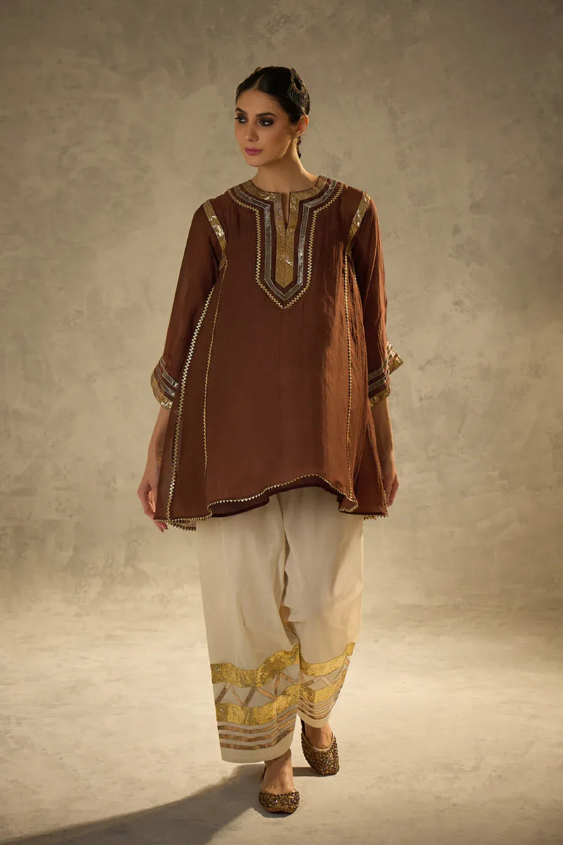Gota Set 2 chanderi by AAVIDI in brown color for women in Singapore