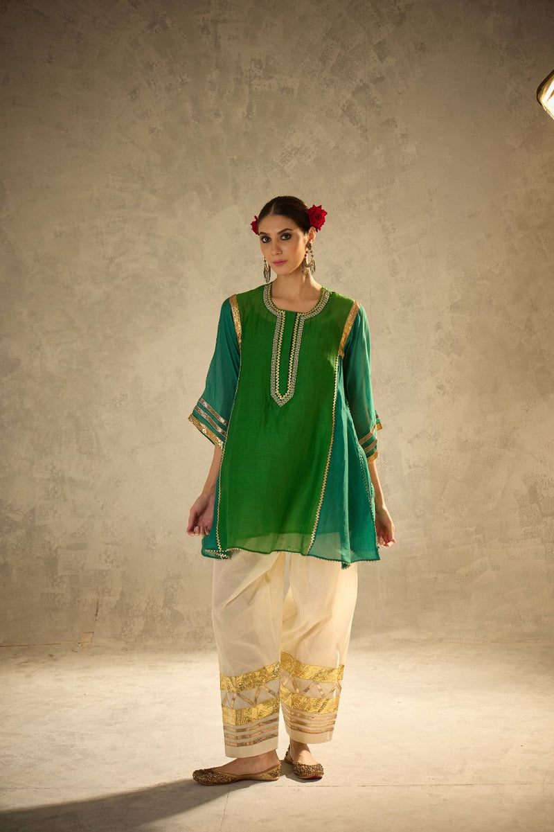 Gota Set 3 chanderi by AAVIDI in green color for women in Singapore