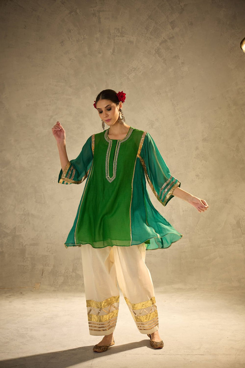 Gota Set 3 chanderi by AAVIDI in green color for women in Singapore
