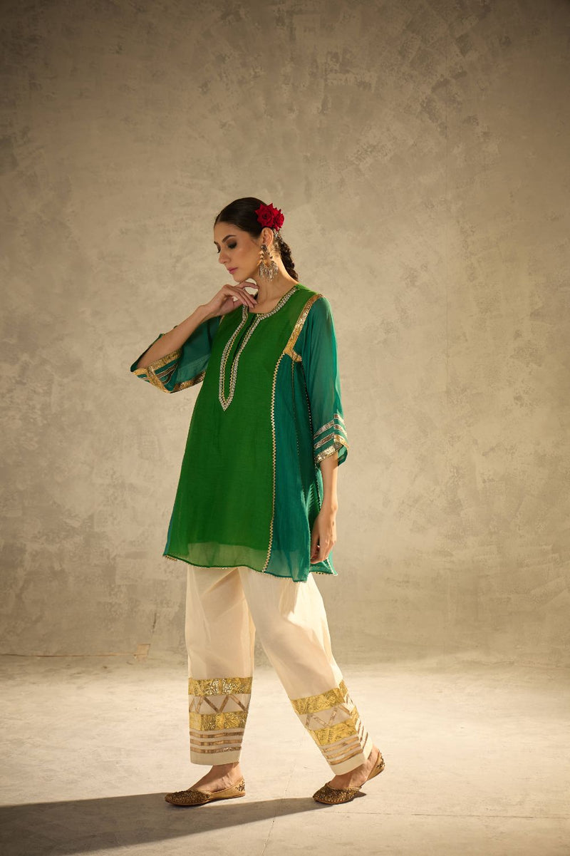 Gota Set 3 chanderi by AAVIDI in green color for women in Singapore