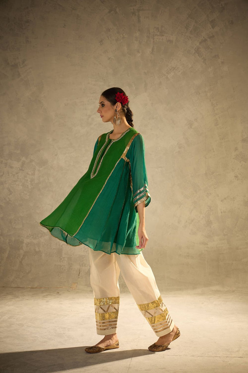 Gota Set 3 chanderi by AAVIDI in green color for women in Singapore