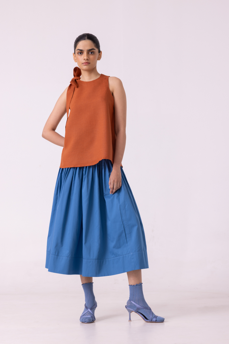 Granger Rust Linen Halter Top all linen by The Summer House for women in Singapore