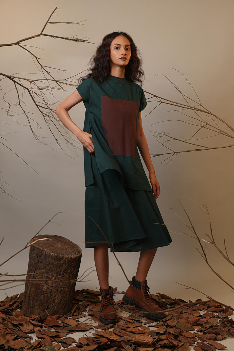 Green CB Stara Dress 100% cotton by Mati in green color for women in Singapore