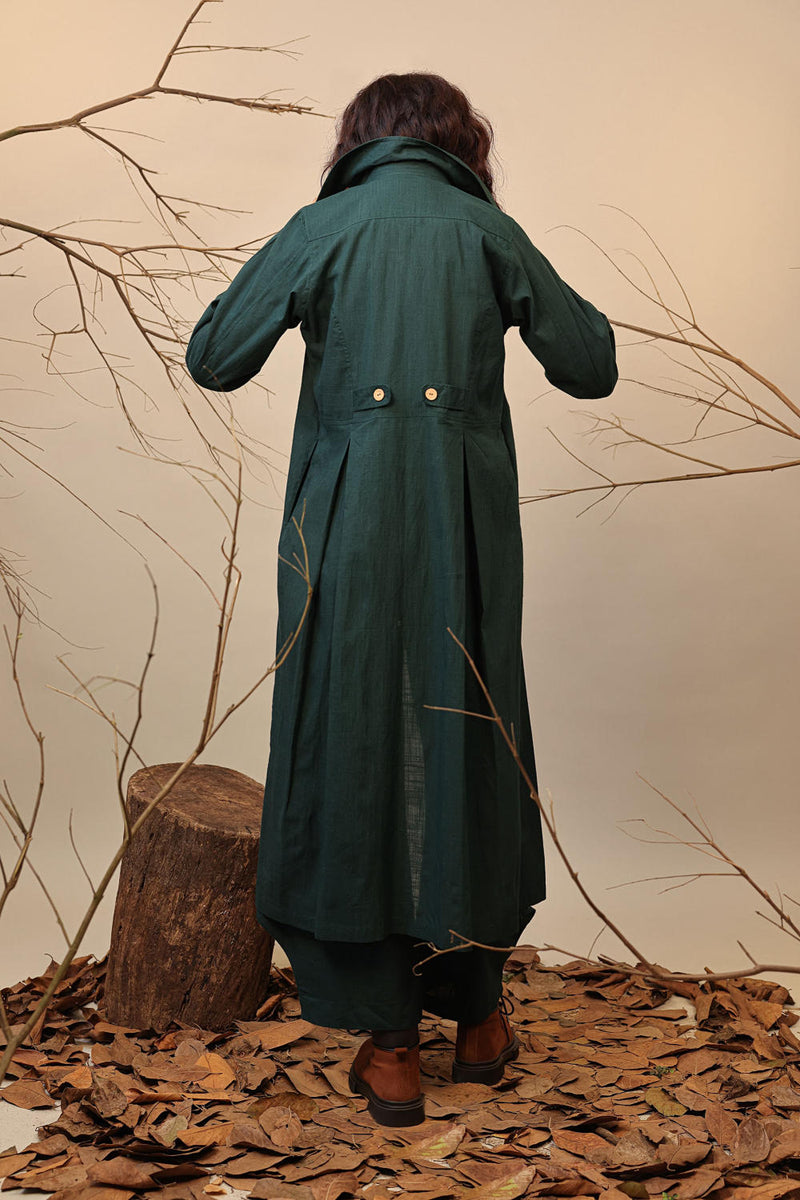 Green Cali Trench Jacket Set (3 PCS) 100% cotton by Mati in green color for women in Singapore