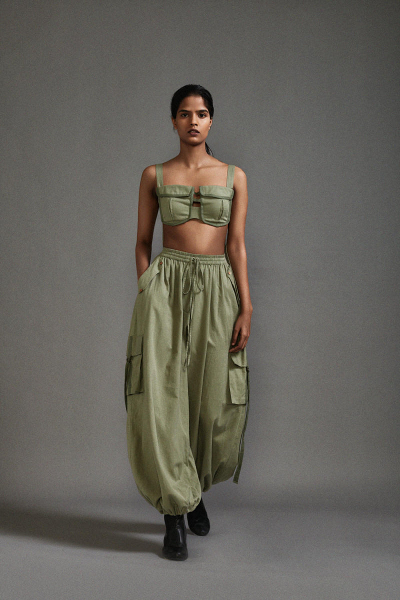 Green Cargo Pants cotton by Mati in green color for women in Singapore