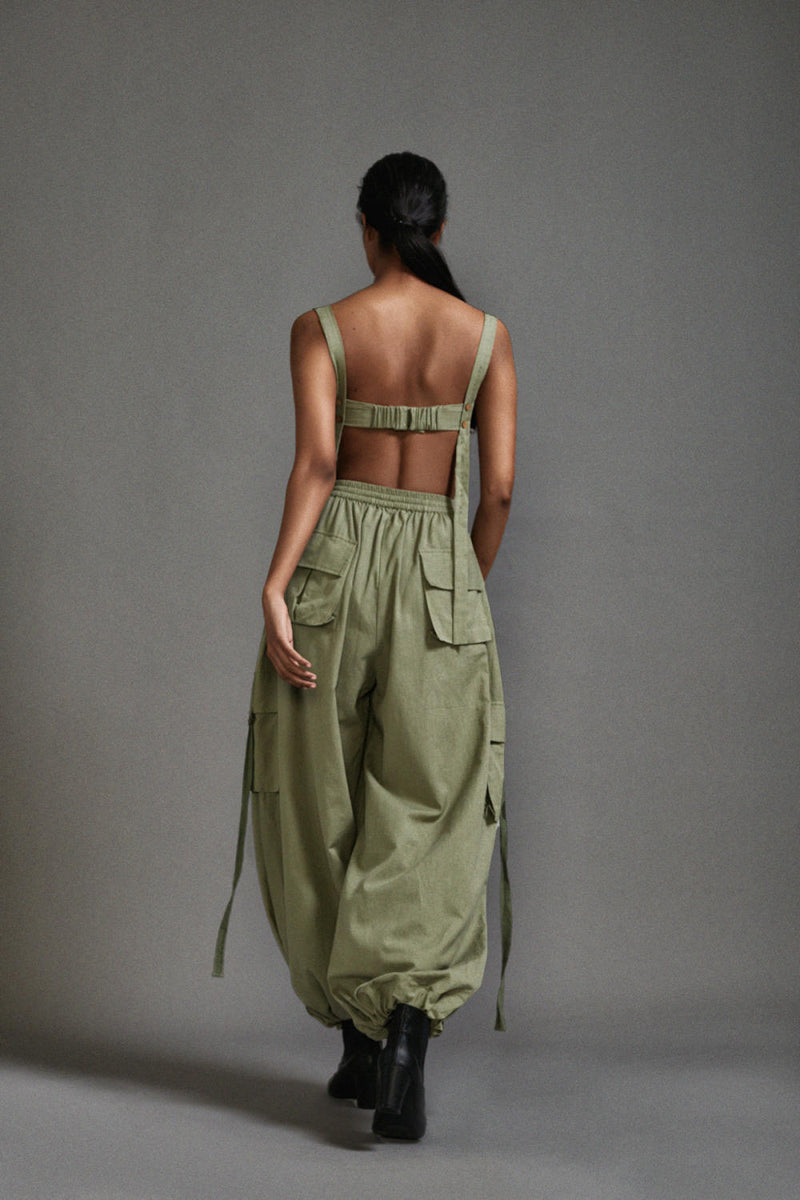 Green Cargo Pants cotton by Mati in green color for women in Singapore