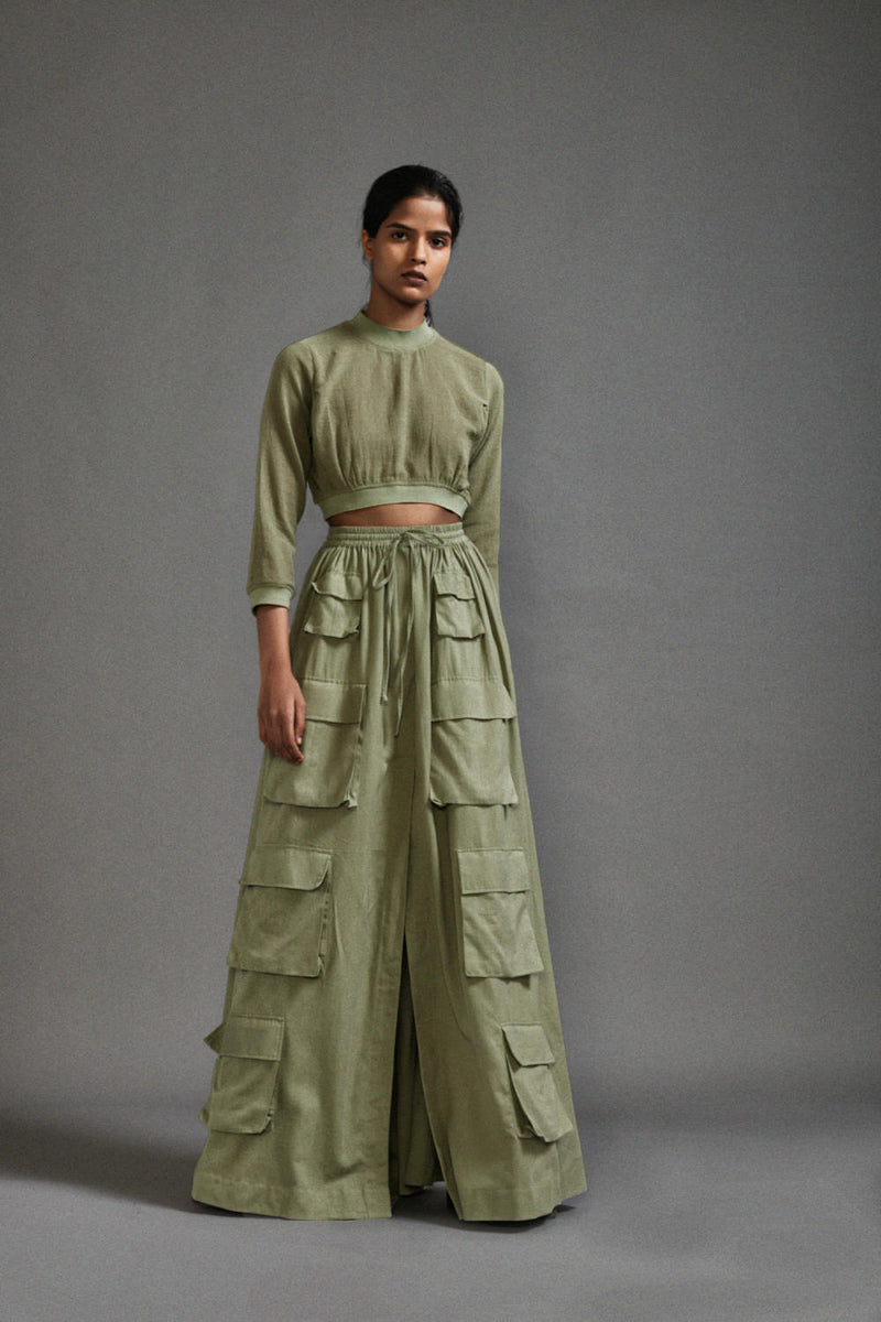 Green Cargo Skirt cotton by Mati in green color for women in Singapore
