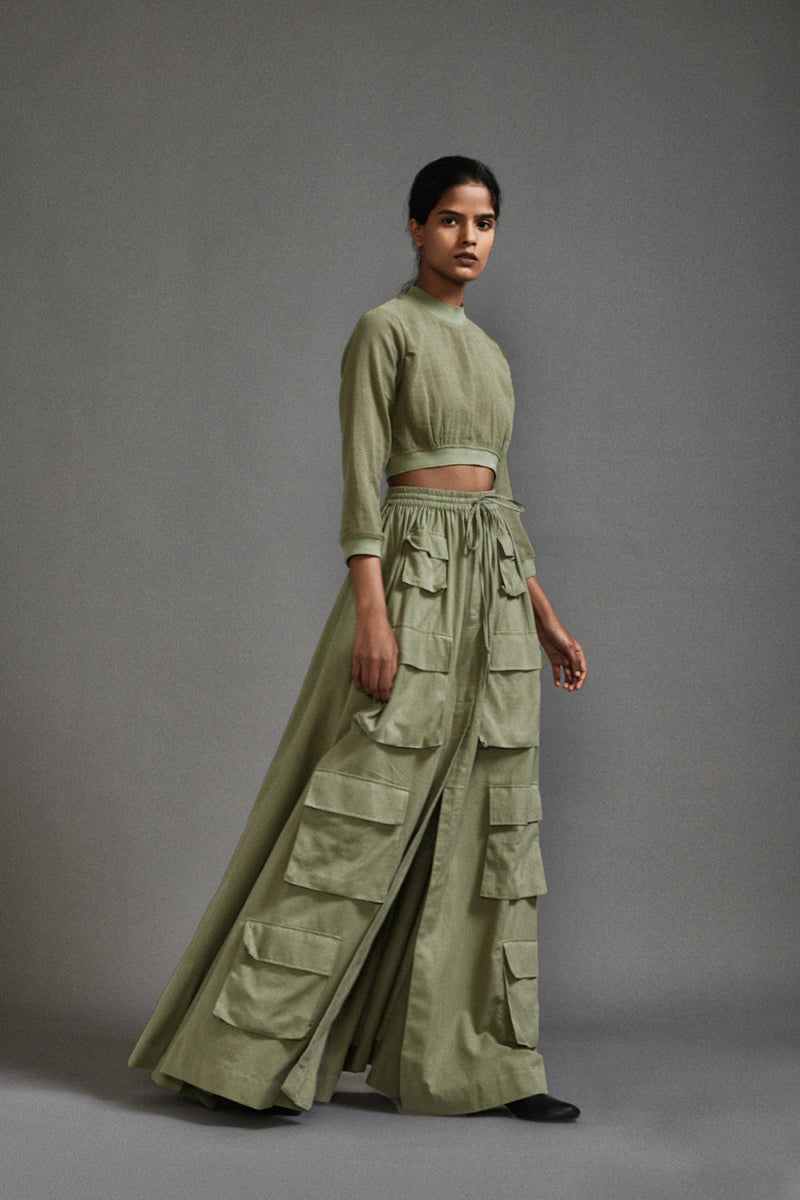 Green Cargo Skirt cotton by Mati in green color for women in Singapore