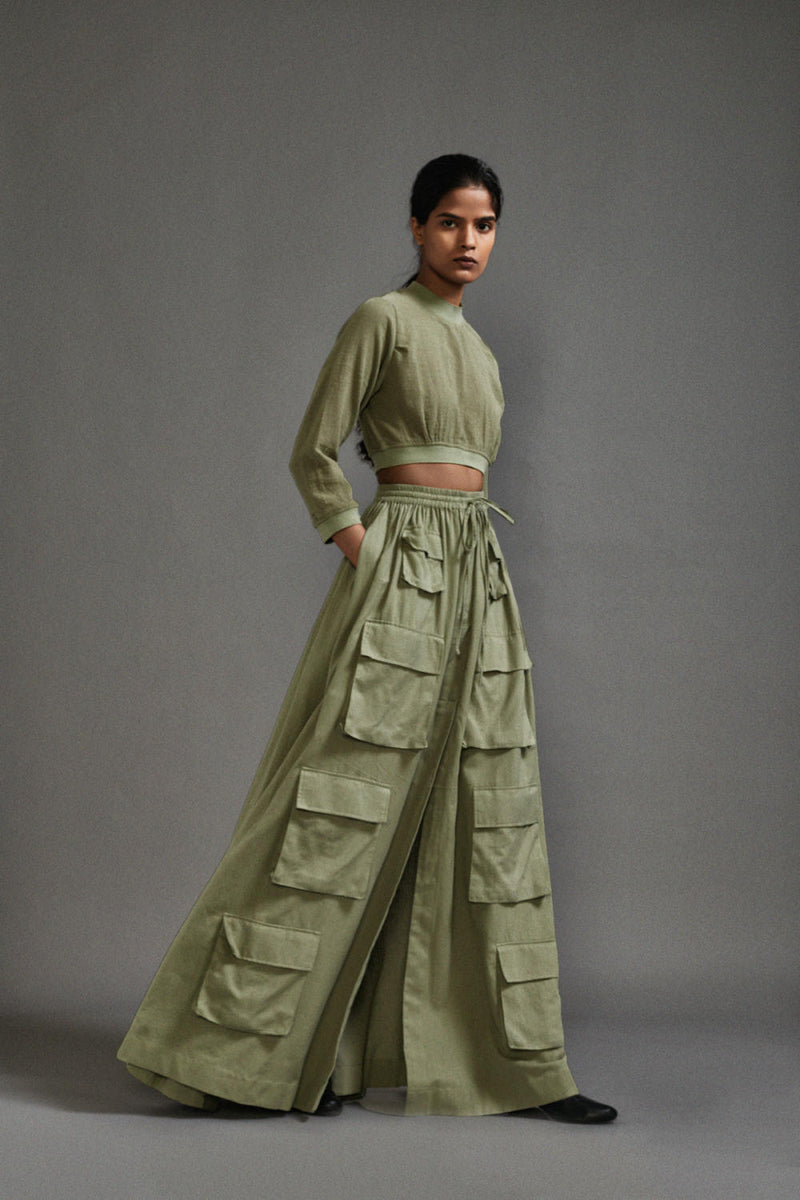 Green Cargo Skirt cotton by Mati in green color for women in Singapore