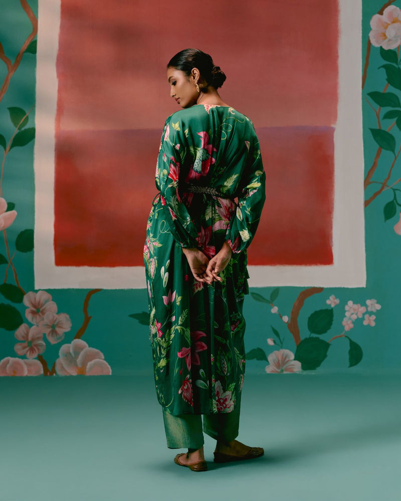 Green Chintz Kaftan Set georgette Buy Green Chintz Kaftan Set from C&W | Co-Ord Sets for Women by Label Mogra in green color for women in Singapore