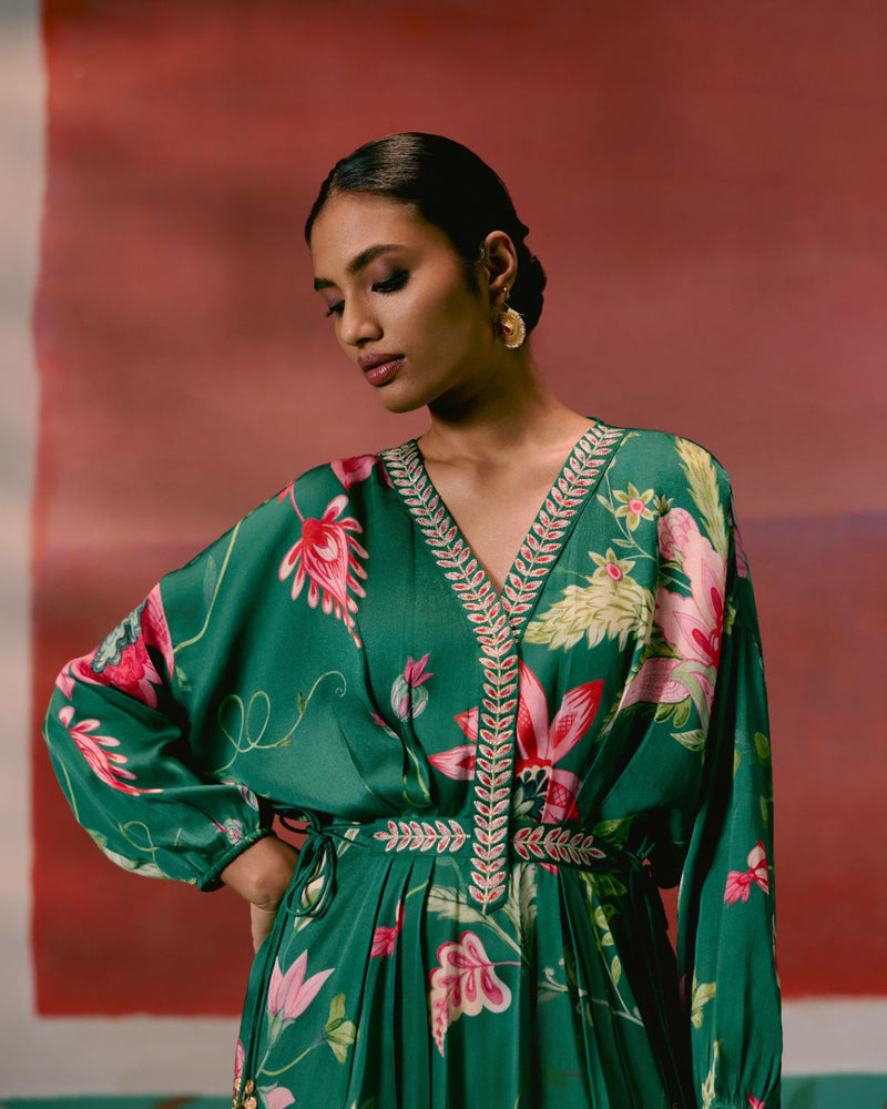 Green Chintz Kaftan Set georgette Buy Green Chintz Kaftan Set from C&W | Co-Ord Sets for Women by Label Mogra in green color for women in Singapore