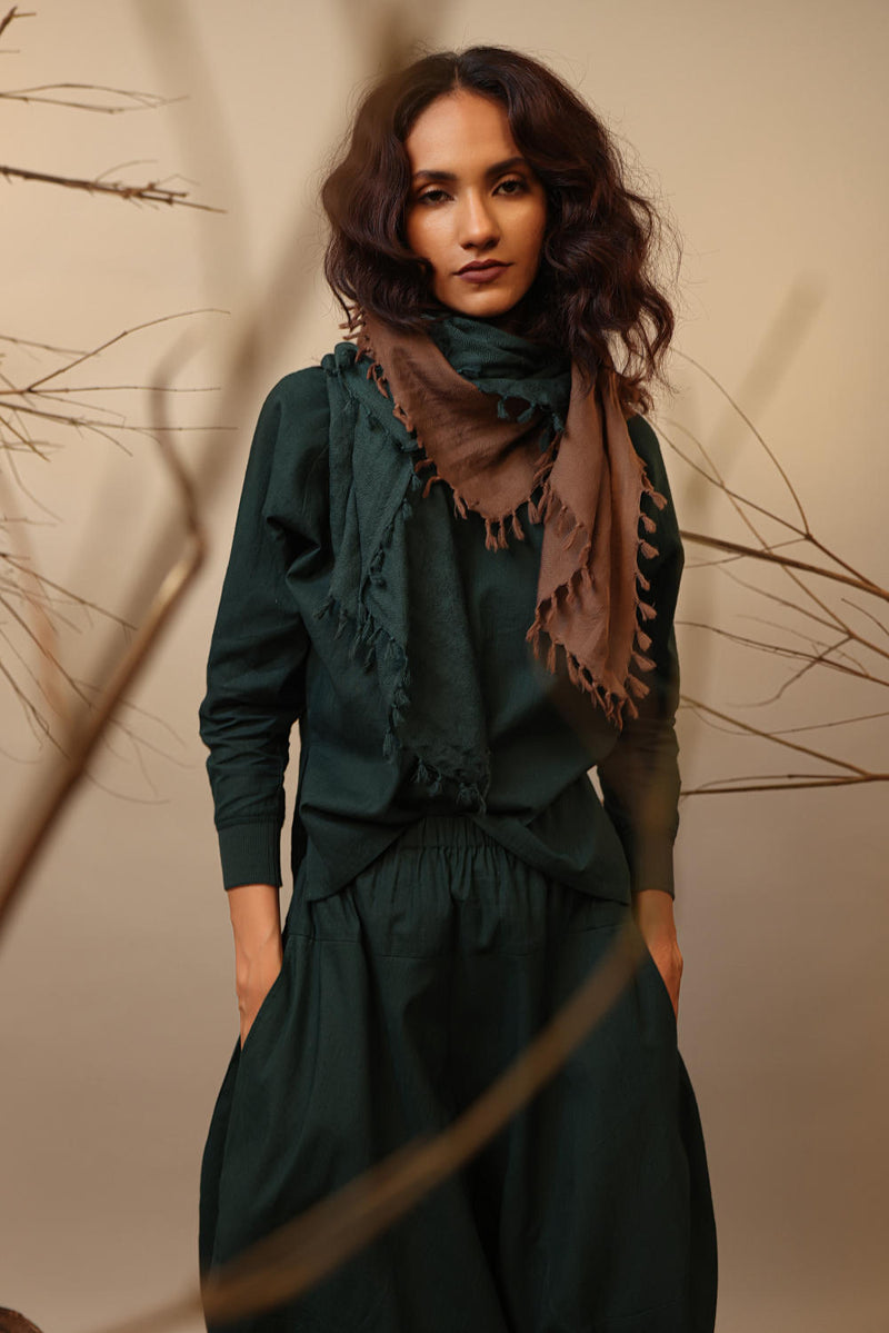 Green Rib Raglan Co-Ord Set (2 PCS) 100% cotton by Mati in green color for women in Singapore