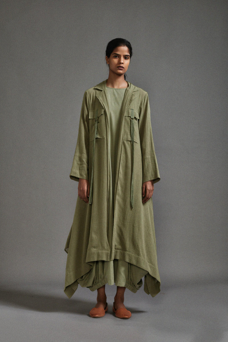 Green Safari Koza Jacket cotton by Mati in green color for women in Singapore
