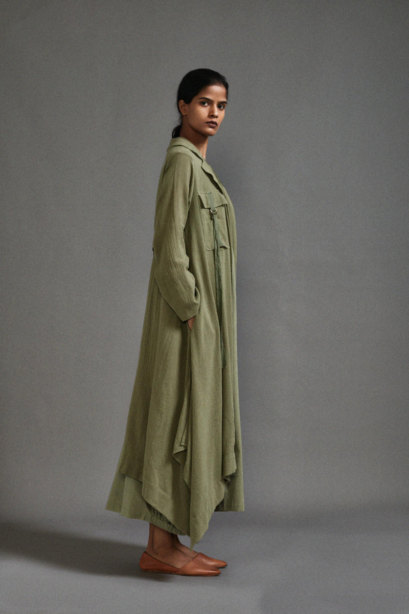 Green Safari Koza Jacket cotton by Mati in green color for women in Singapore