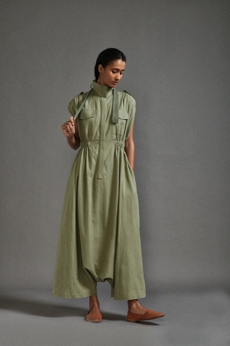Green Safari Sphara Jumpsuit cotton by Mati in green color for women in Singapore