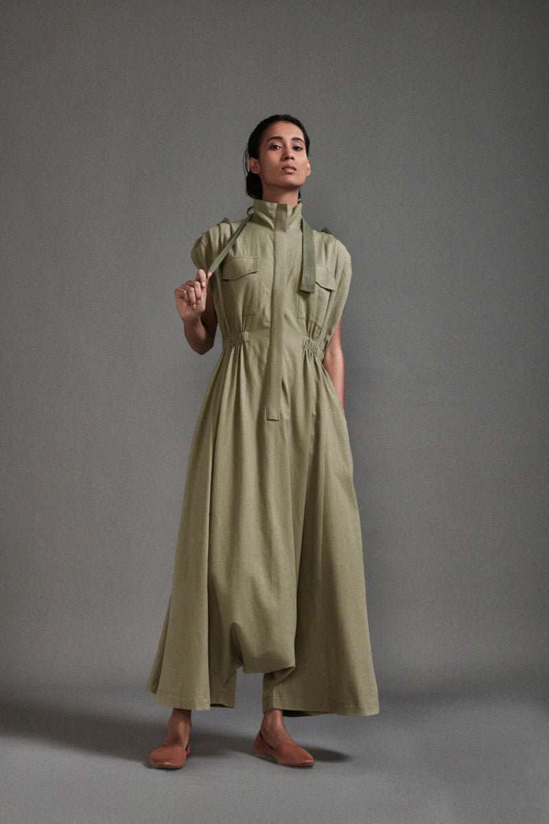 Green Safari Sphara Jumpsuit cotton by Mati in green color for women in Singapore