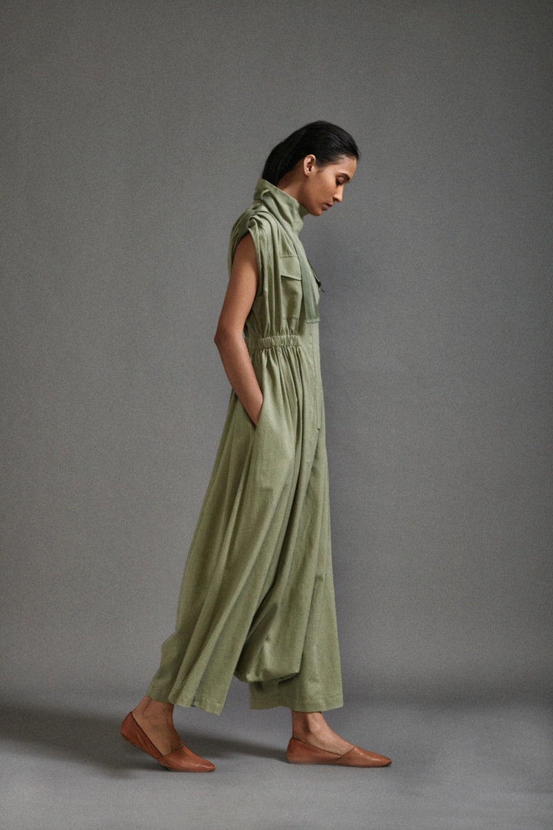 Green Safari Sphara Jumpsuit cotton by Mati in green color for women in Singapore