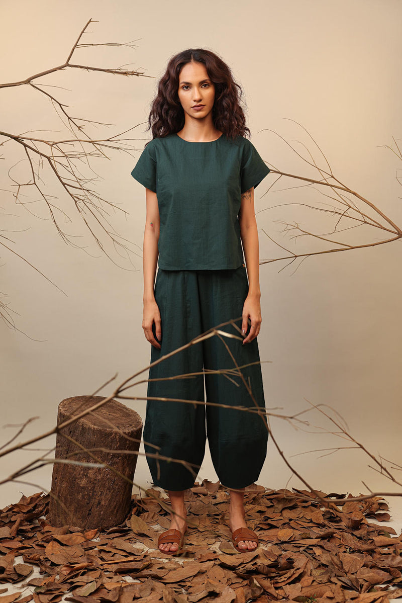 Green Suga Pants 100% cotton by Mati in green color for women in Singapore