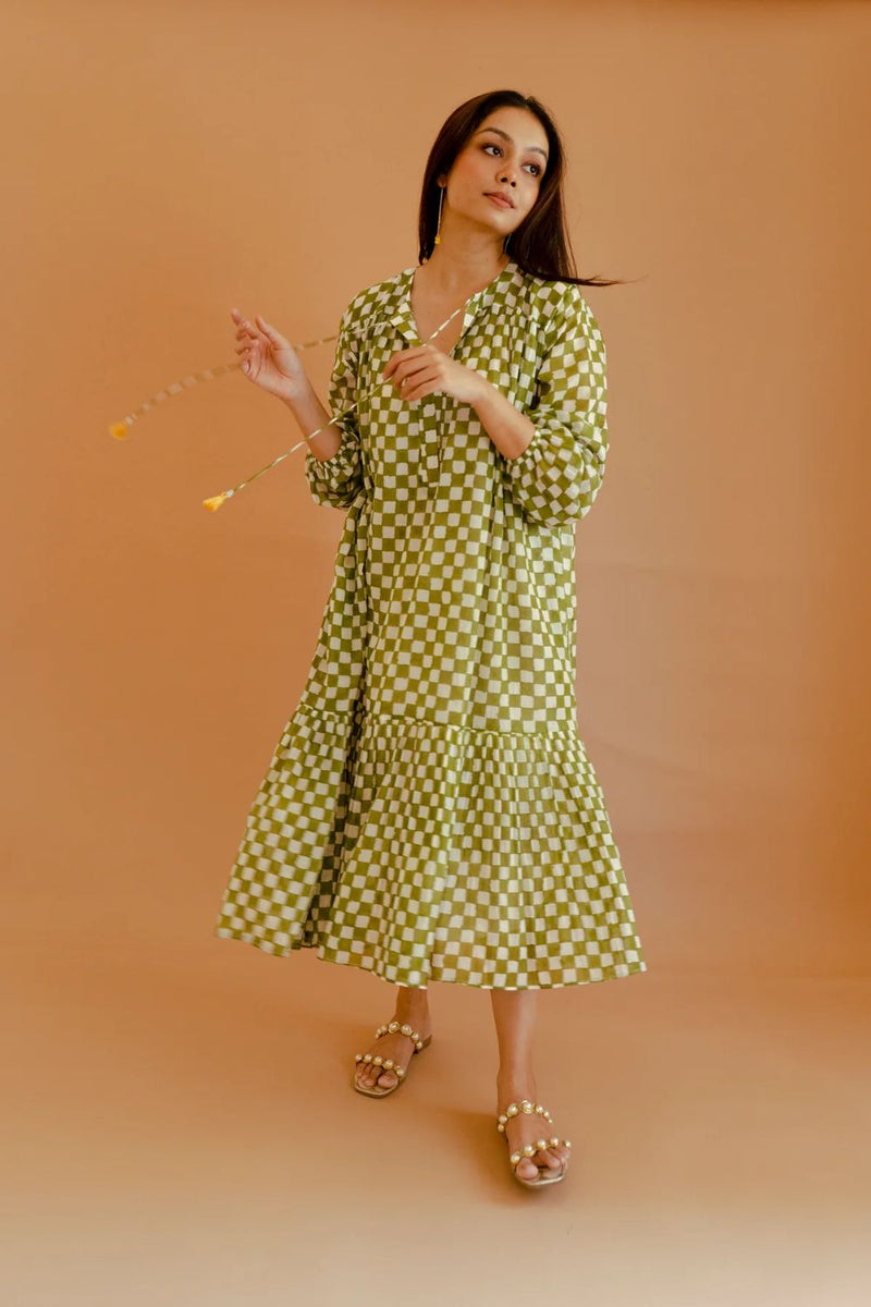 Green Summer Dress mul by Homegrown by Alterego in green color for women in Singapore