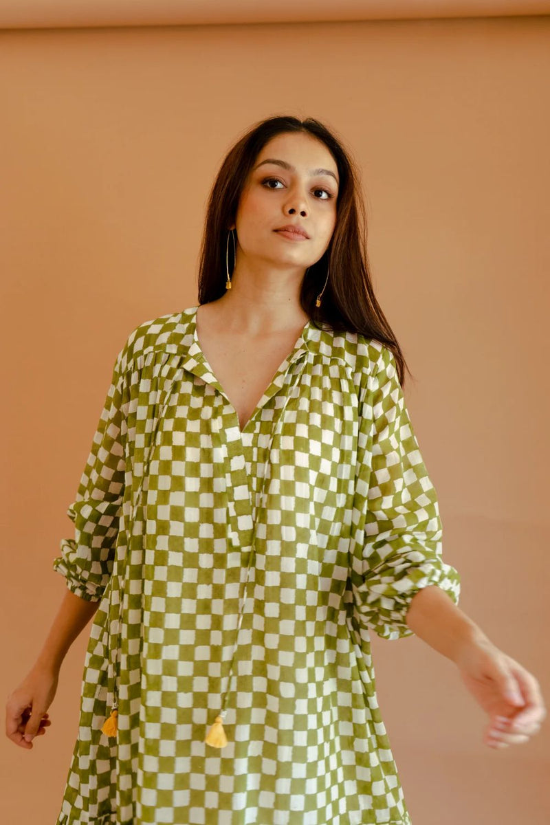 Green Summer Dress mul by Homegrown by Alterego in green color for women in Singapore