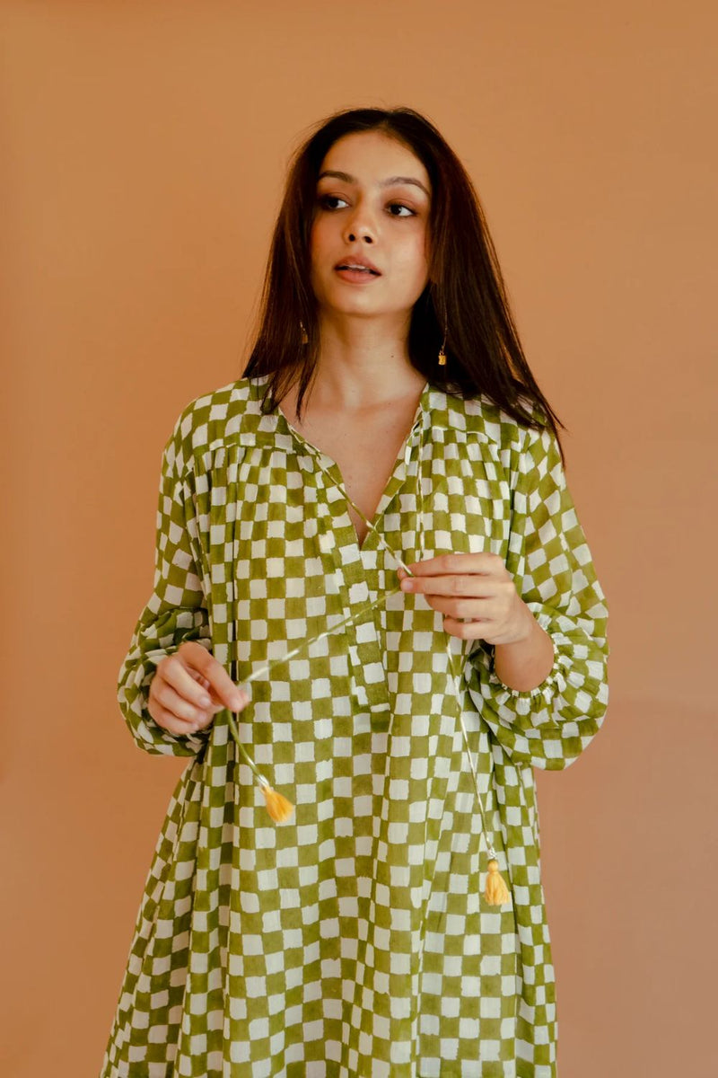 Green Summer Dress mul by Homegrown by Alterego in green color for women in Singapore