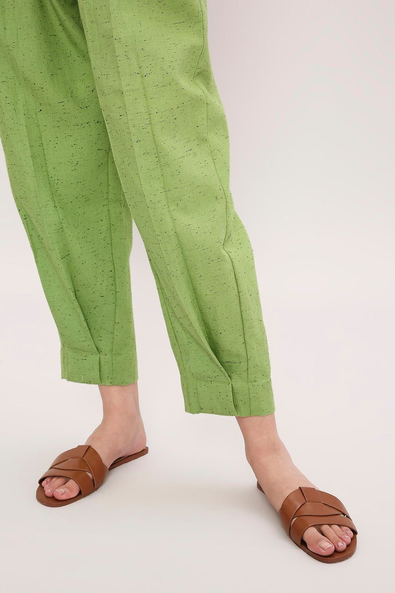 Green Textured Cotton Dotted Pants cotton by Mati in green color for women in Singapore
