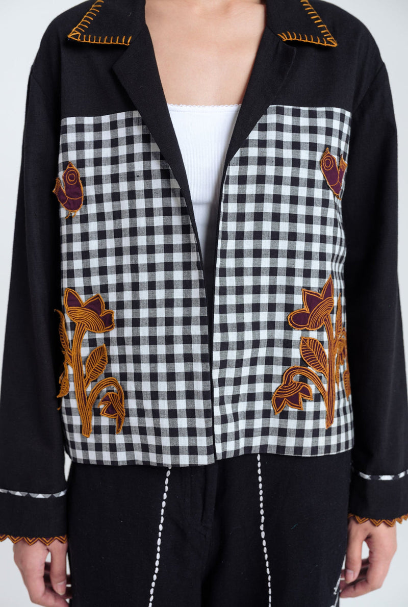Groove Handloom Jacket handwoven cotton jacket/overlay by JodiLife in black, white for women in Singapore