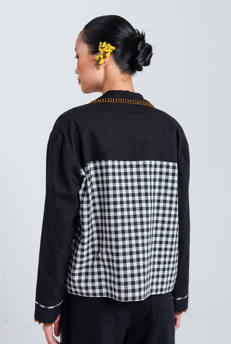 Groove Handloom Jacket handwoven cotton jacket/overlay by JodiLife in black, white for women in Singapore