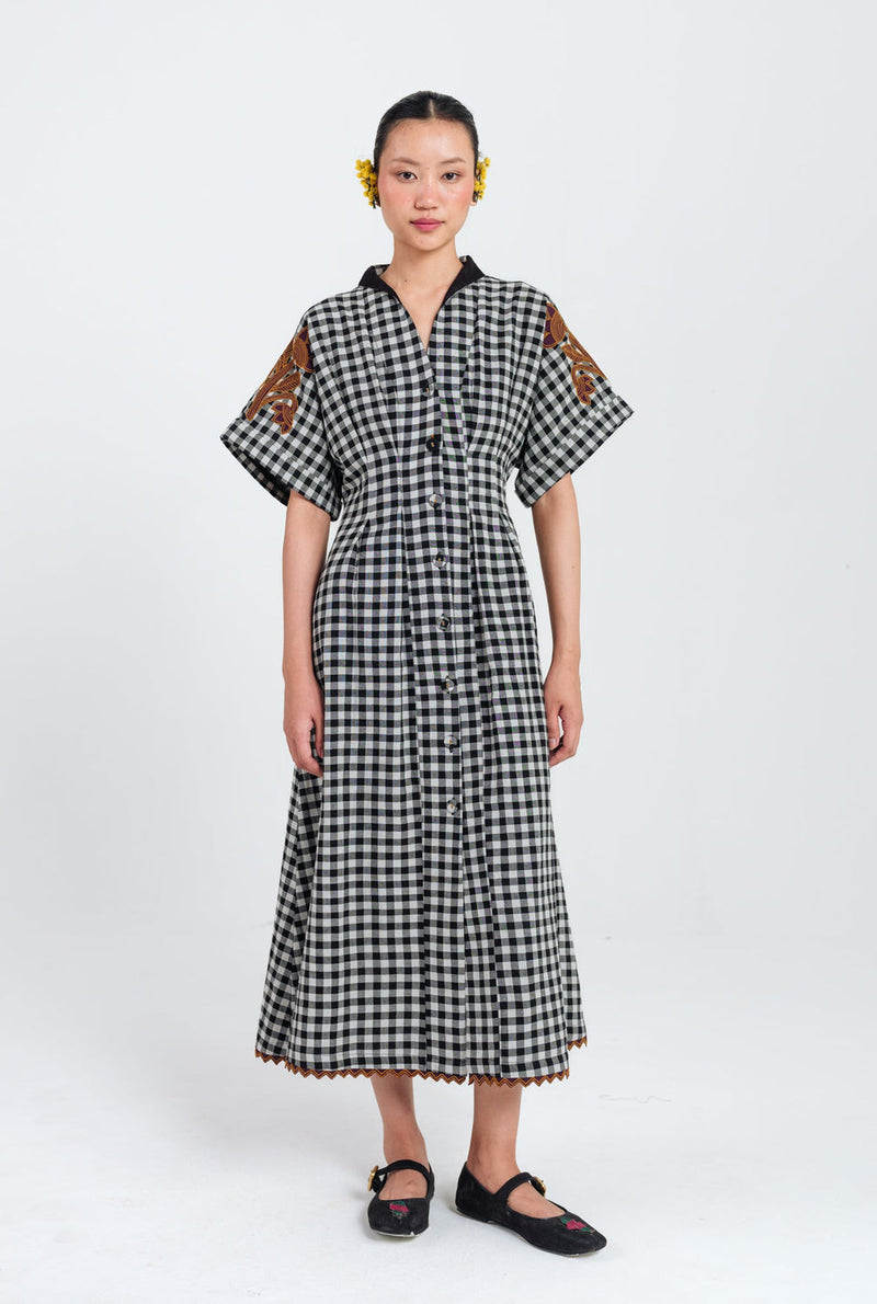 Groove Handloom Midi Dress handwoven cotton dress by JodiLife in black, white for women in Singapore