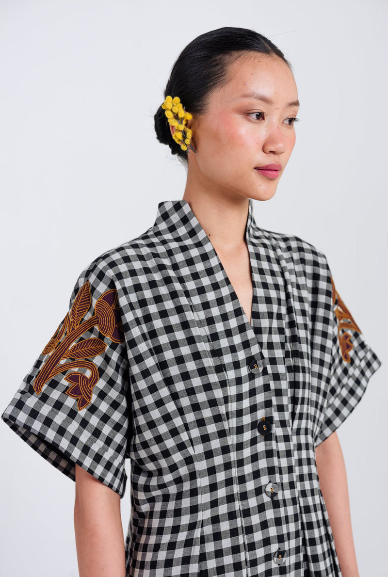 Groove Handloom Midi Dress handwoven cotton dress by JodiLife in black, white for women in Singapore