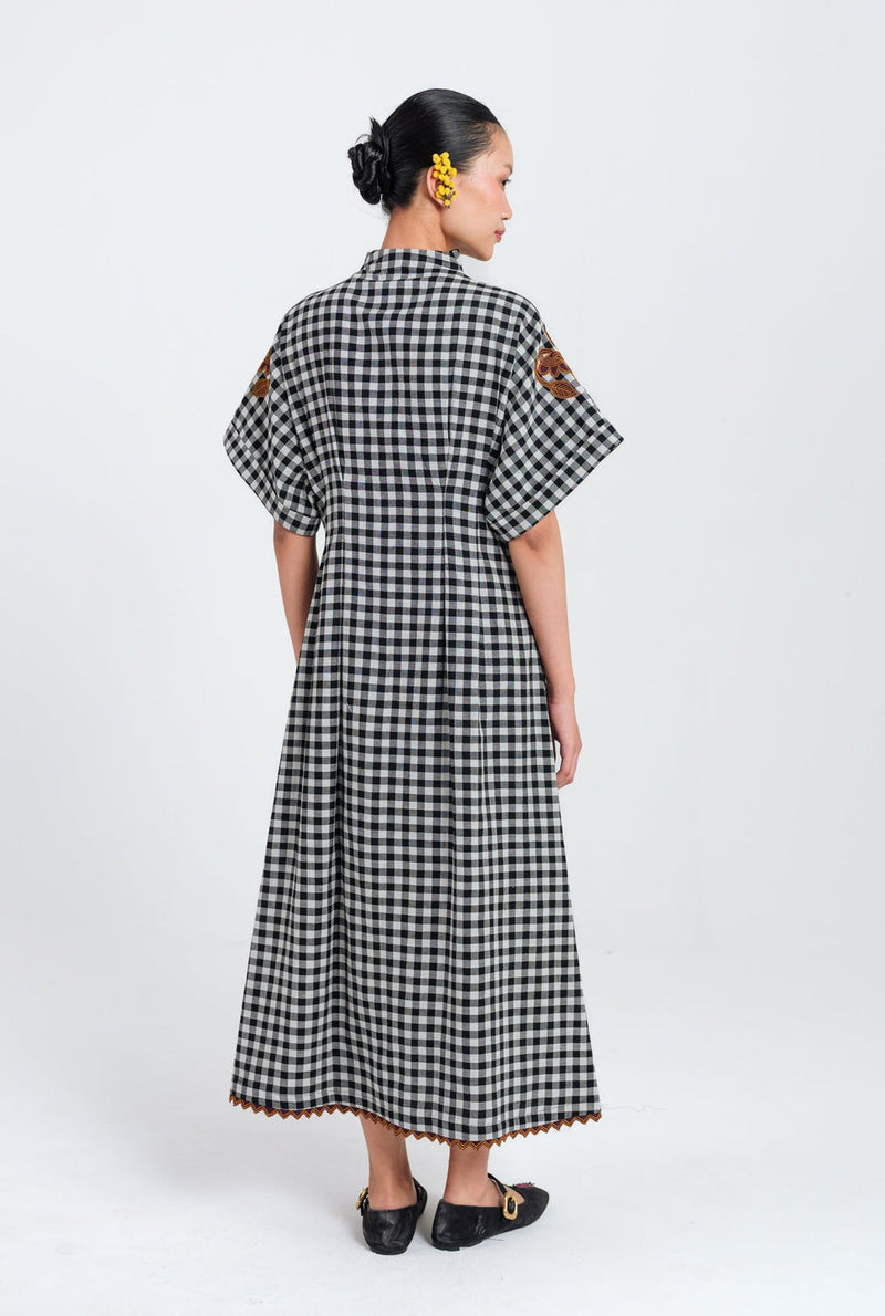 Groove Handloom Midi Dress handwoven cotton dress by JodiLife in black, white for women in Singapore