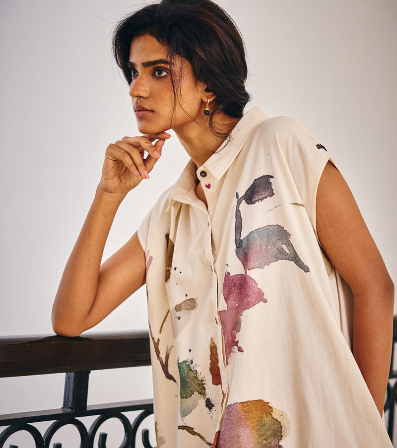 Growing Vein Dress cotton by Khara Kapas in white for women in Singapore