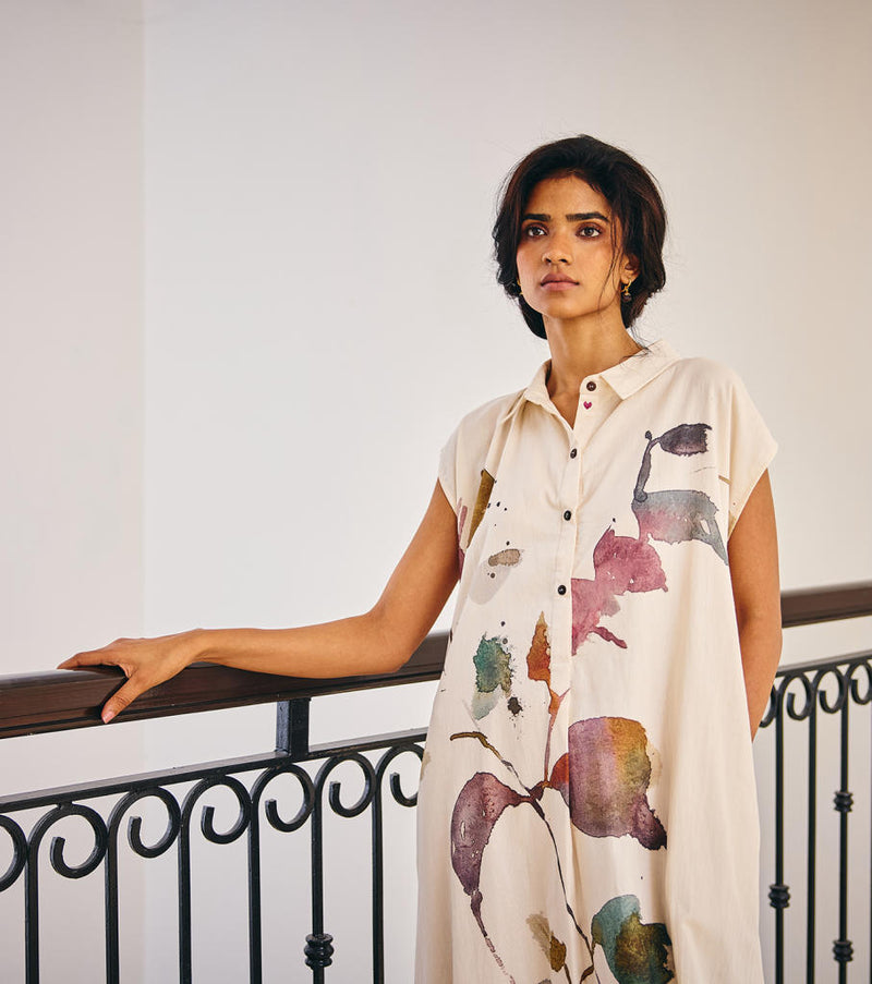 Growing Vein Dress cotton by Khara Kapas in white for women in Singapore