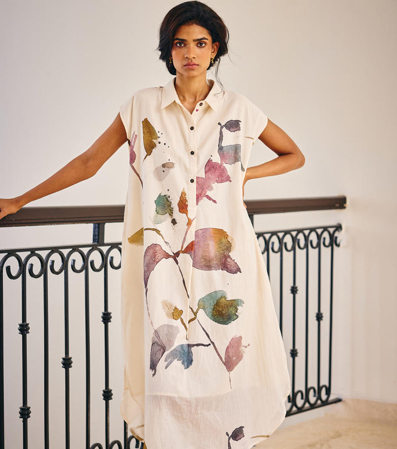 Growing Vein Dress cotton by Khara Kapas in white for women in Singapore