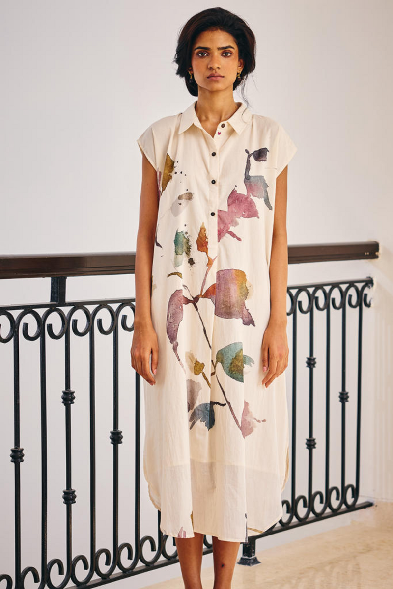 Growing Vein Dress cotton by Khara Kapas in white for women in Singapore