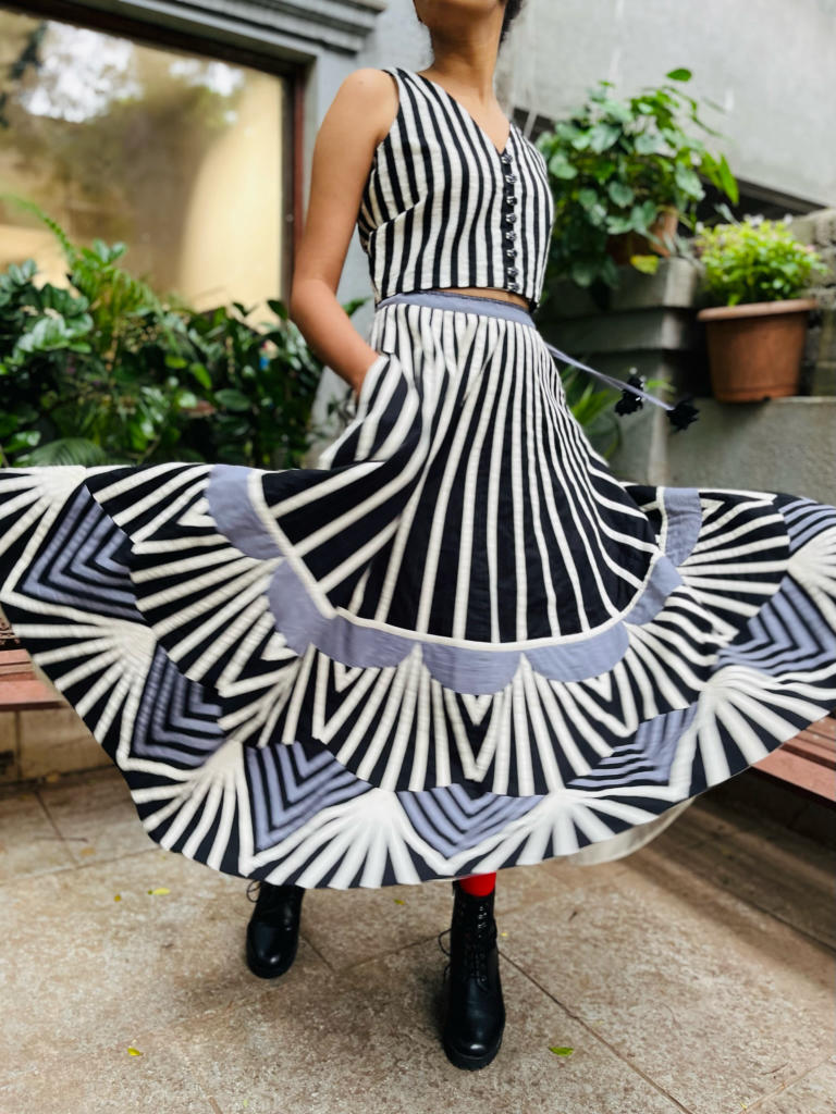 Gulab Skirt + Laal Top cotton by Ka-Sha in multi color for women in Singapore
