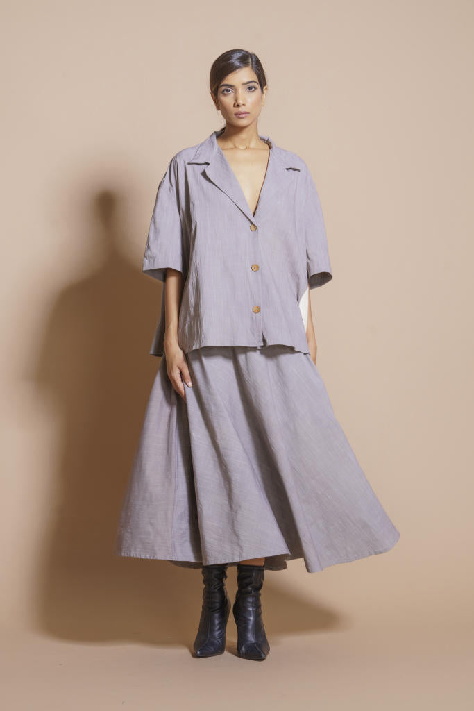 Gunpowder Skirt cotton matty skirts by Stoique in steel grey for women in Singapore