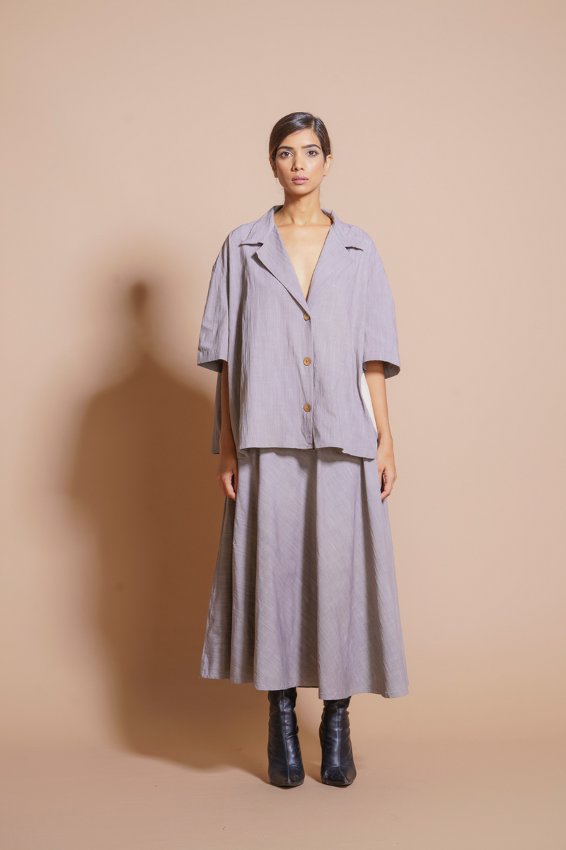 Gunpowder shirt cotton matty tops and shirts by Stoique in steel grey, natural for women in Singapore
