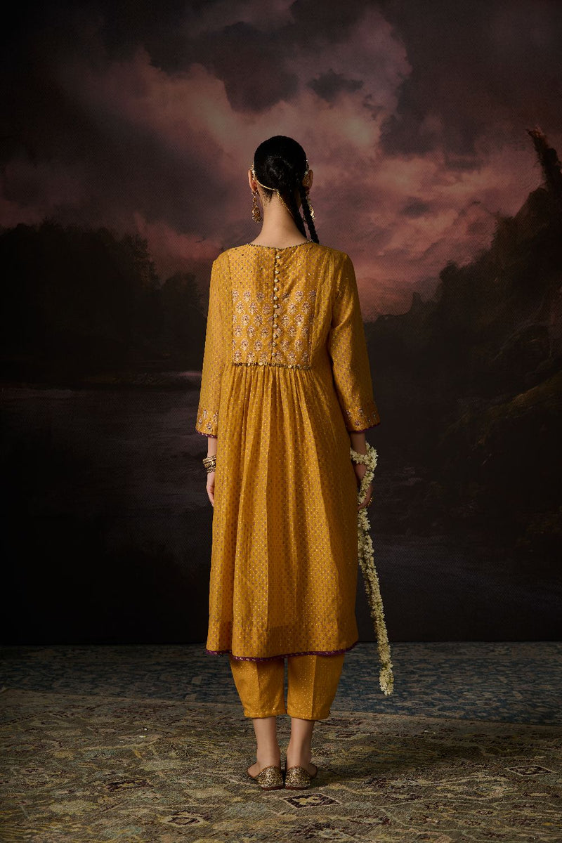 HAMZA PANT 100% cotton by SWATTI KAPOOR in yellow color for women in Singapore