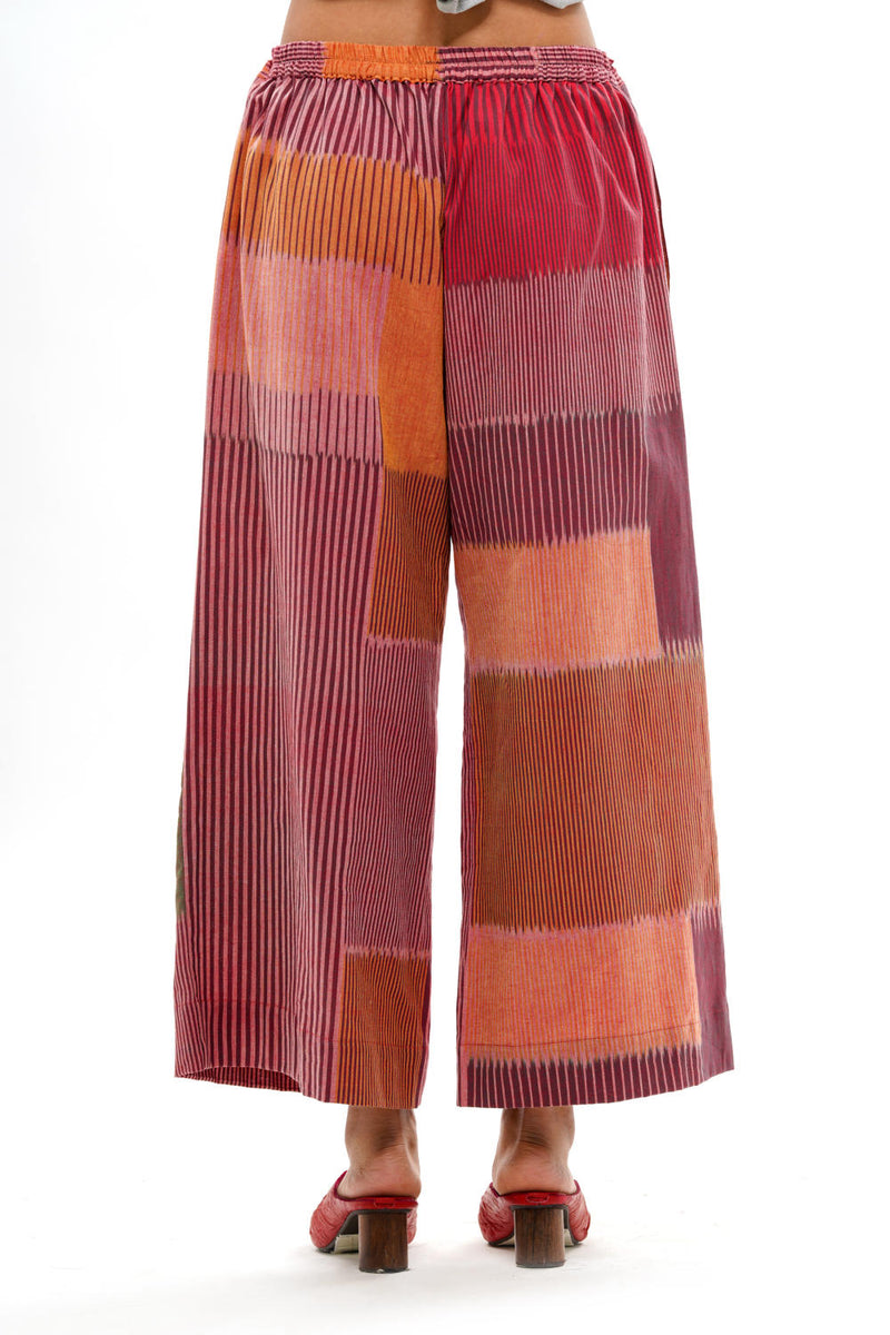 HARU PALAZZO 100% cotton by Translate - Handwoven Ikat in red color for women in Singapore
