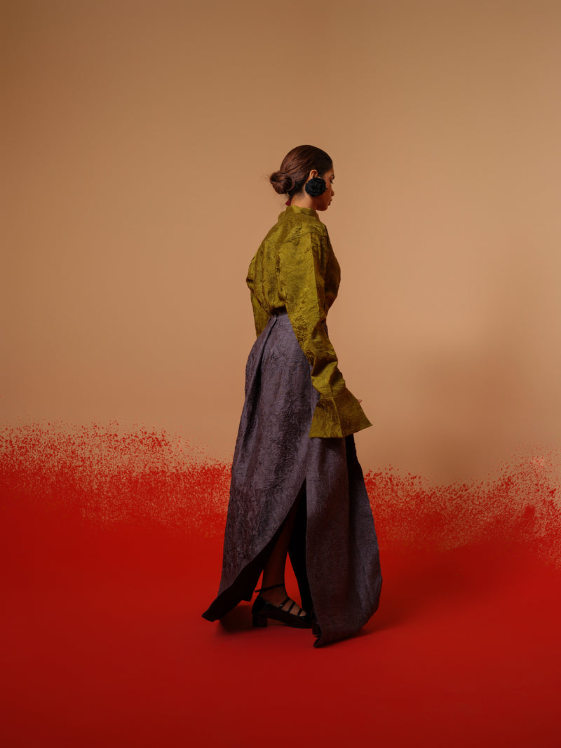 Haze Skirt-Ash Grey mysore silk skirts by Stoique in ash grey for women in Singapore