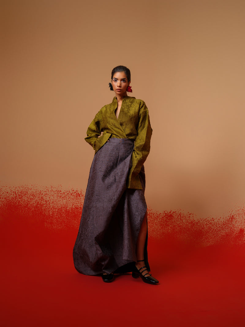 Haze Skirt-Ash Grey mysore silk skirts by Stoique in ash grey for women in Singapore