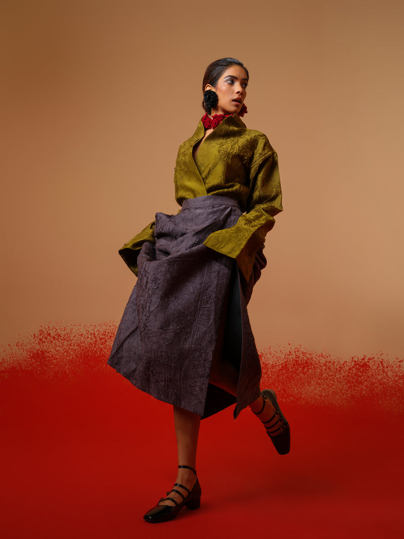 Haze Skirt-Ash Grey mysore silk skirts by Stoique in ash grey for women in Singapore