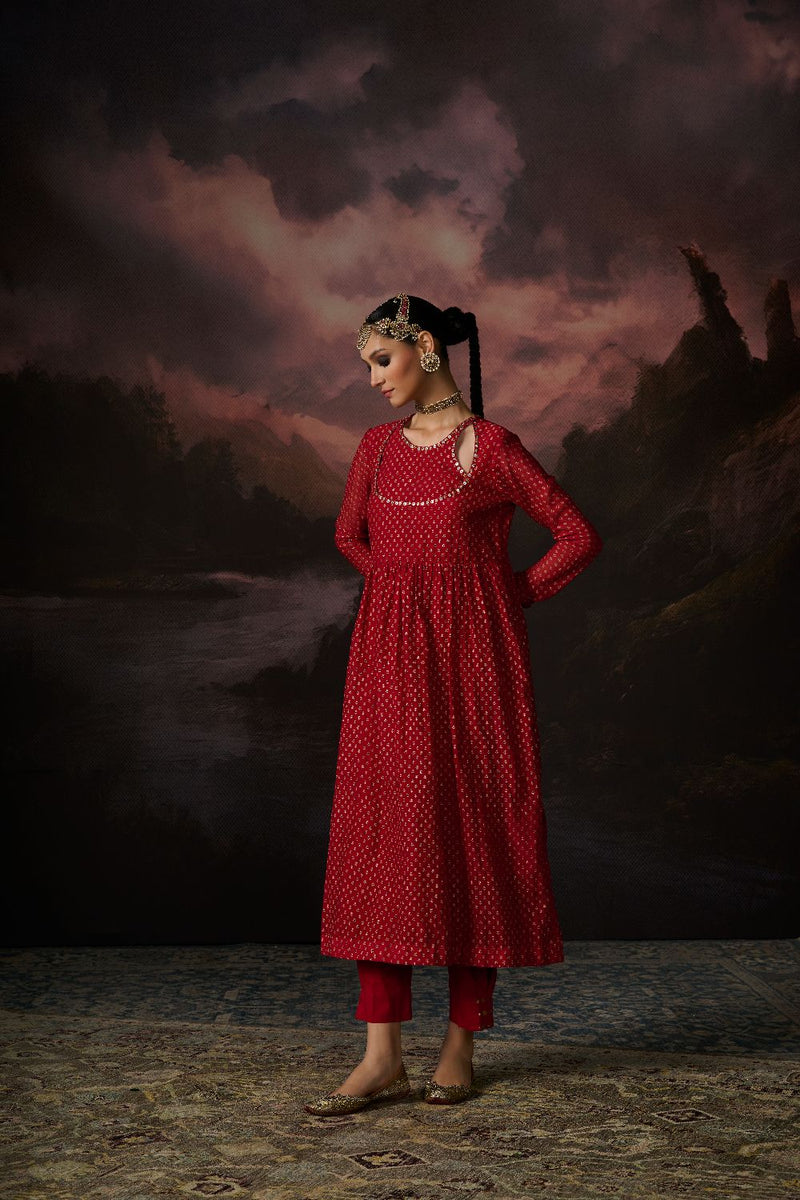 HIND KURTA chanderi by SWATTI KAPOOR in red color for women in Singapore