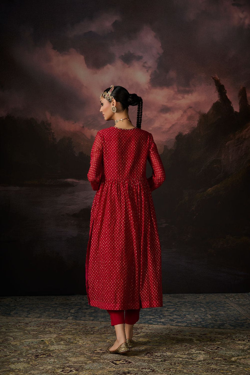 HIND KURTA chanderi by SWATTI KAPOOR in red color for women in Singapore