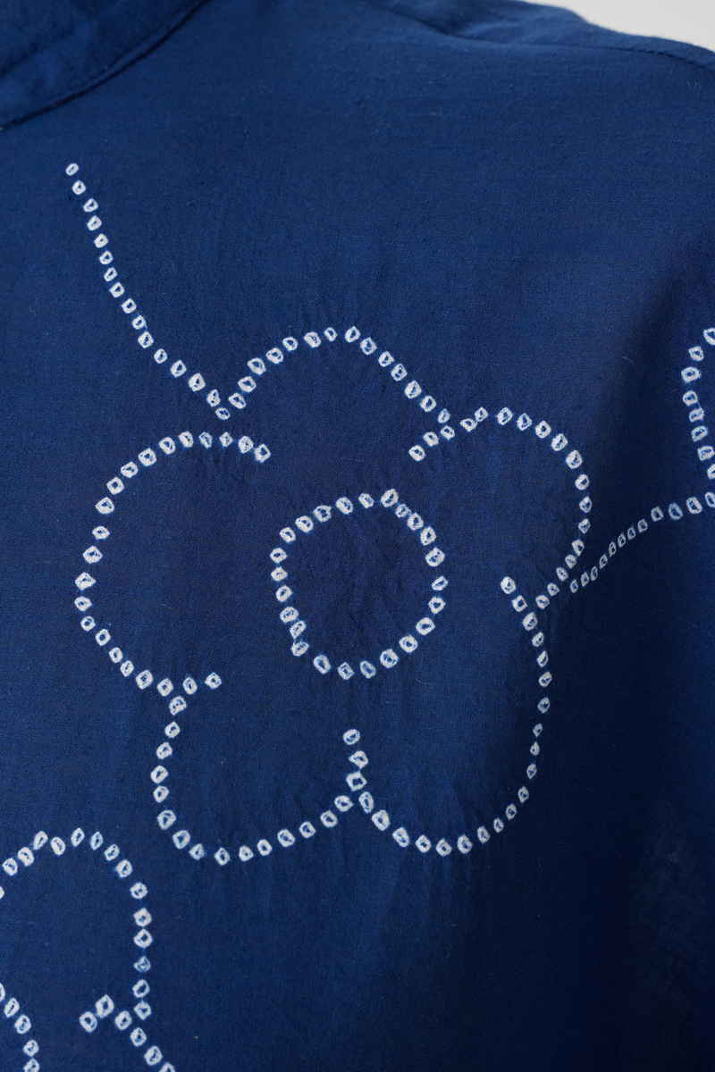 Hakumei Blue Bandhani Handwoven Top (Pre Order)