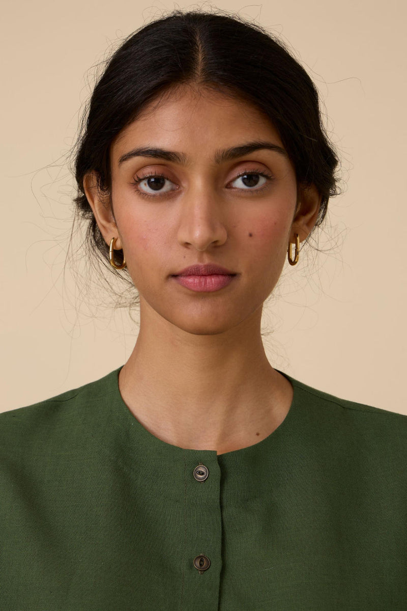 Harita Green Cotton Shirt cotton by The Summer House in green color for women in Singapore